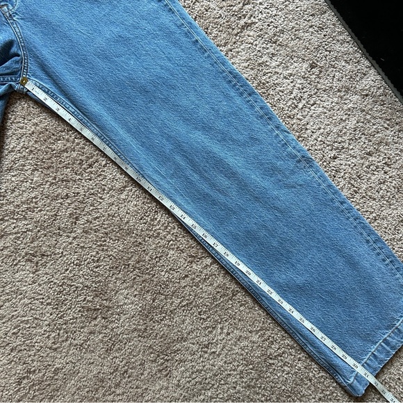 Abercrombie & Fitch 90s Relaxed Cinched Waist Blue Denim Jumpsuit Small (Tall) - Picture 10 of 14
